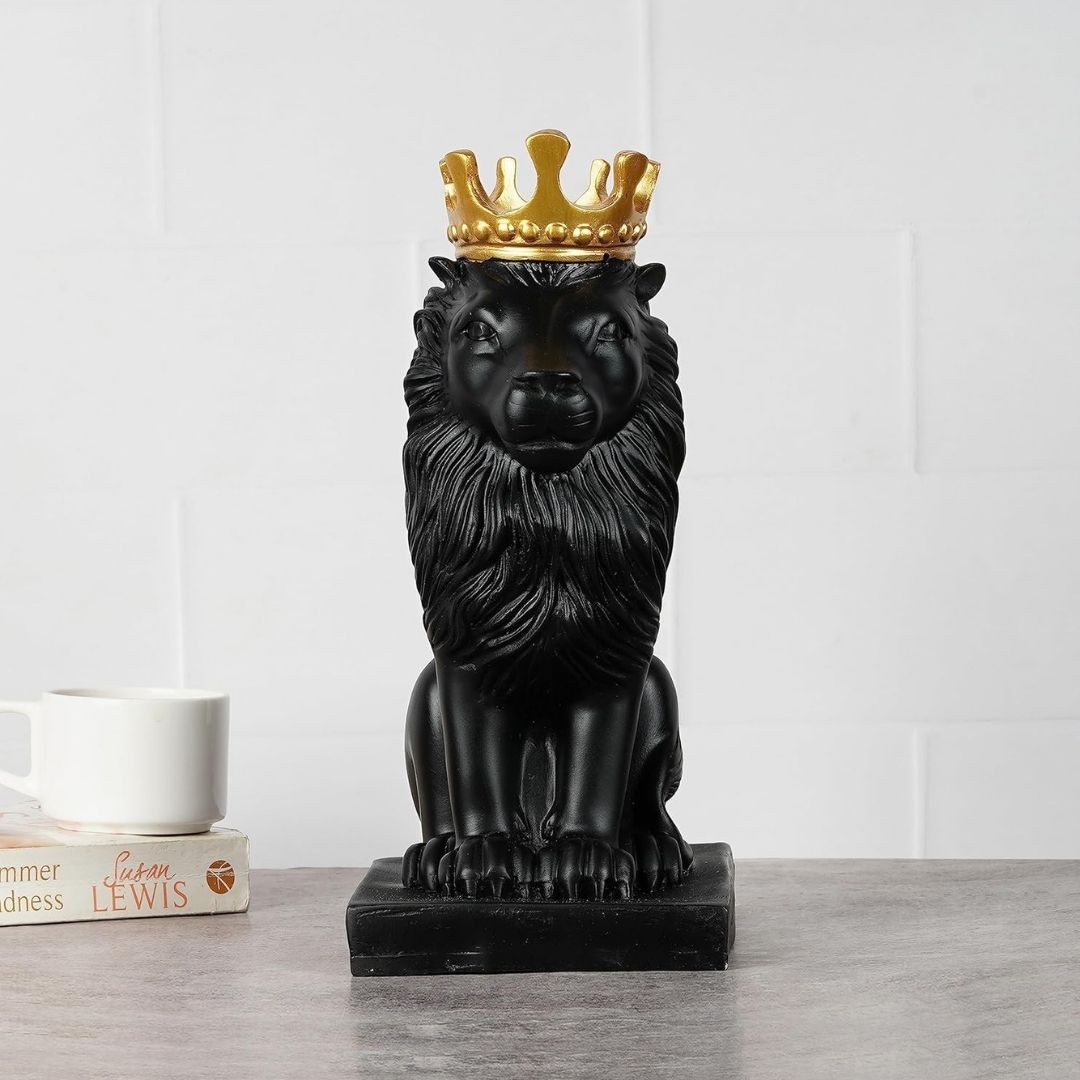 Crowned Lion Figurine Statue FI